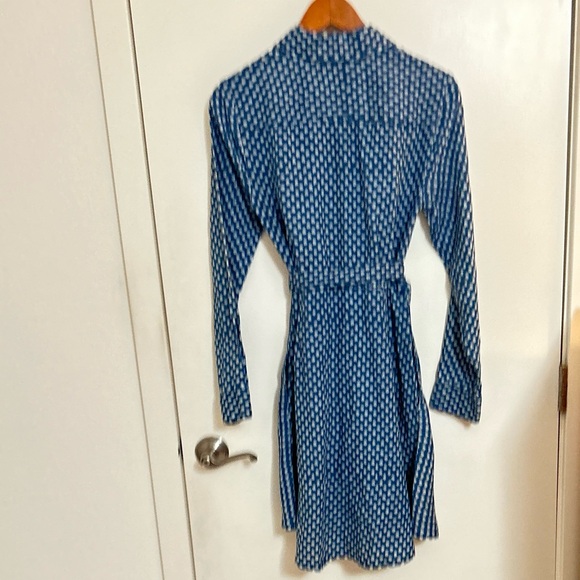 Anthropologist Holding Horses Dotted Blue/Cream Shirtdress Size 4 - Picture 2 of 11